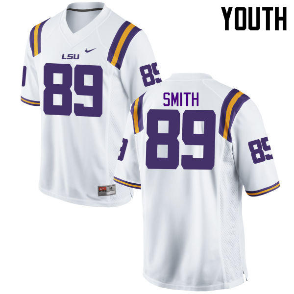Youth LSU Tigers #89 DeSean Smith College Football Jerseys Game-White
